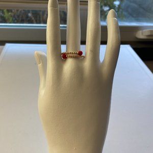 SOLD!!!!!!!!!!!!BRAND NEW 14K YELLOW GOLD RING, GENUINE STONE, CORAL, RESIZABLE